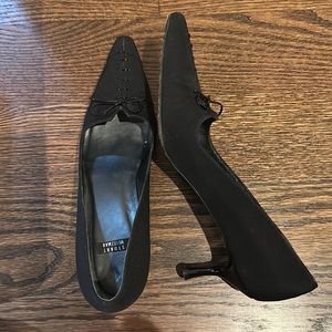 Stuart Weitzman Lace Up Bow Kitten Heel